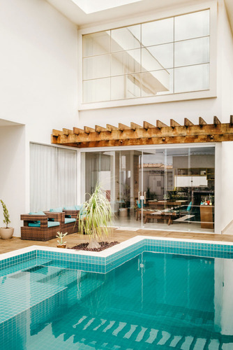 indoor pool with outdoor feel