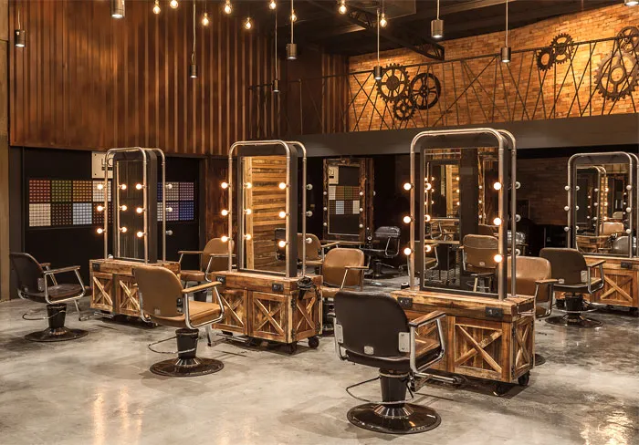 Industrial hair salon interior design