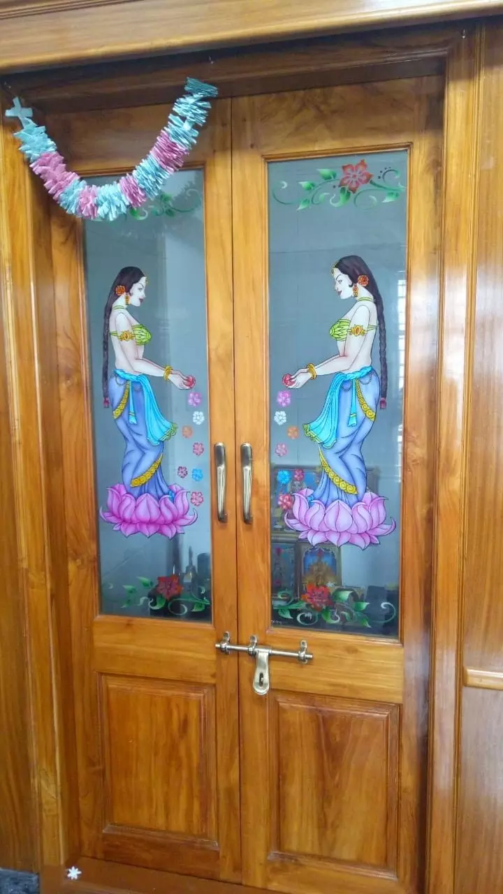 Painted Pooja Mandir Doors