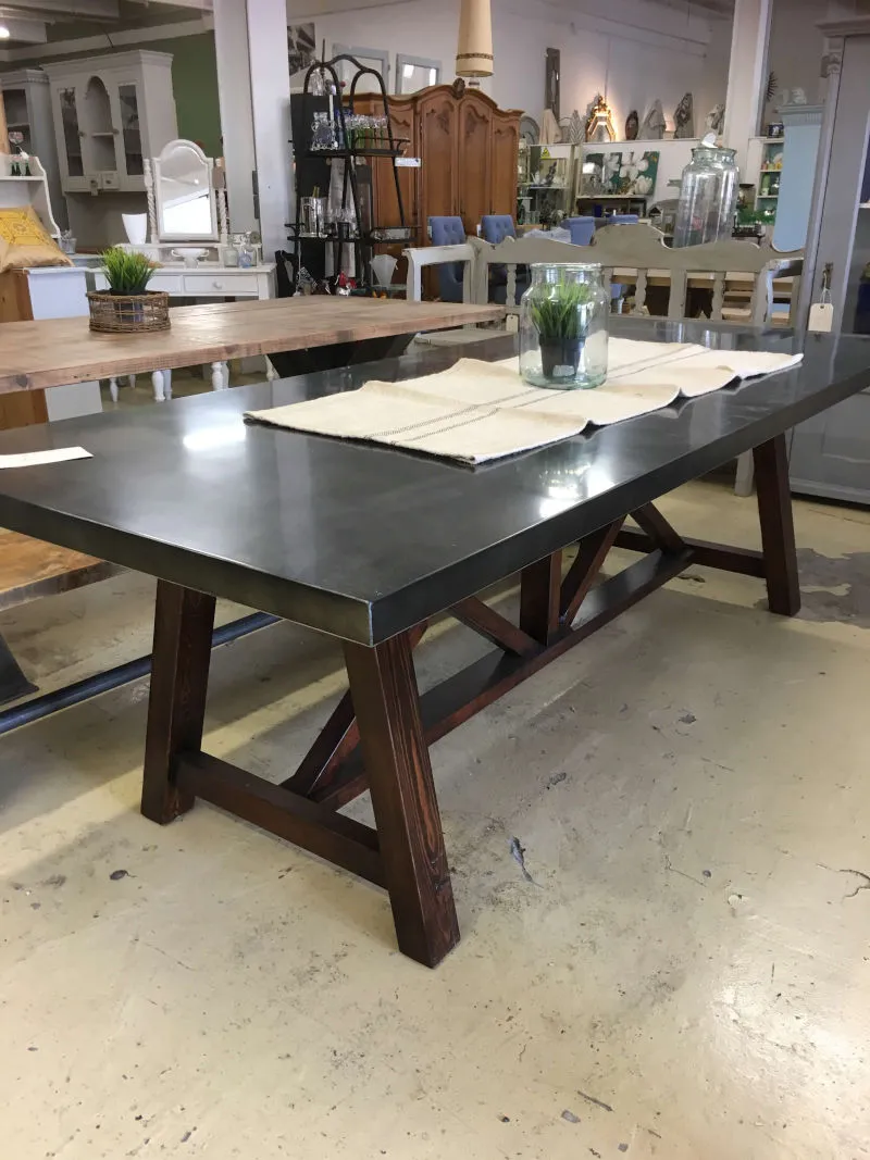 metal top dining table